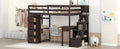 Twin Size Loft Bed With Storage Drawers ,Desk And Stairs, Wooden Loft Bed With Shelves Espresso Espresso Solid Wood