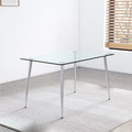 Glass Dining Table, Dining Chair Set, 4 Grey Dining Chairs, And 1 Dining Table. Table Size 51 