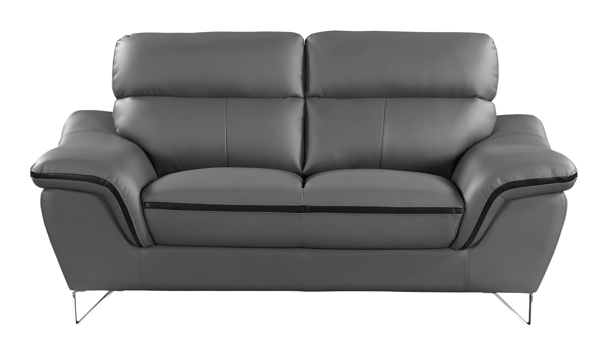 Genuine Leather Sofa Gray Foam Leather