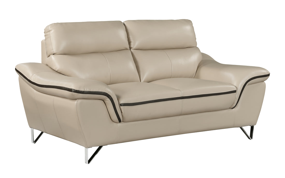 Genuine Leather Loveseat Beige Foam Leather