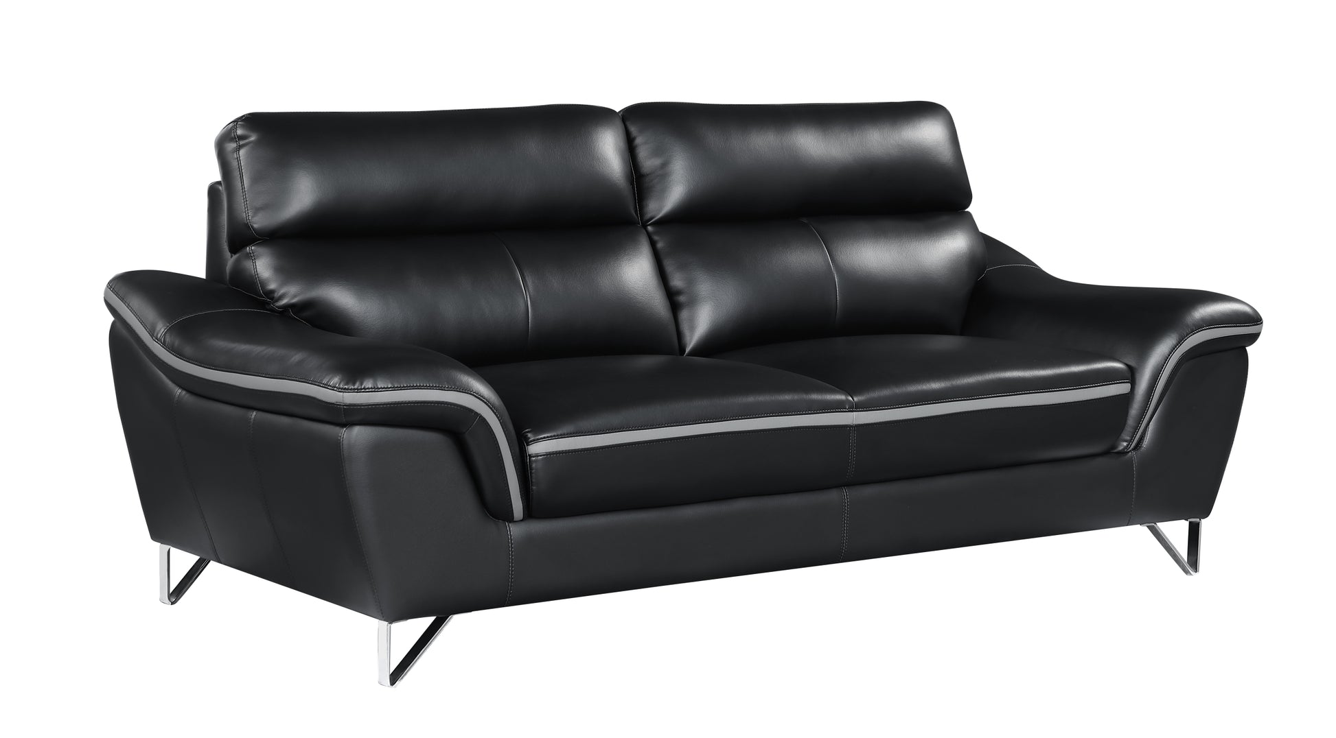 Genuine Leather Sofa Black Foam Leather