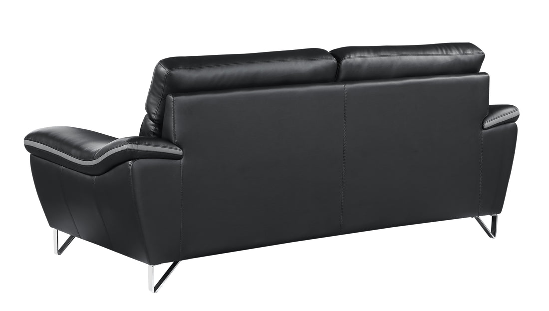 Genuine Leather Sofa Black Foam Leather