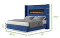 Lizelle Modern Style Upholstery King 4 Piece Includes: King Size Bed, Nightstanddresser, And Mirror Fireplace Bedroom Set Made With Wood In Blue Box Spring Required King Blue Wood 4 Piece Set Bedroom Bed Included,Dresser Included,Mirror