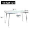 Glass Dining Table, Dining Chair Set, 4 Grey Dining Chairs, And 1 Dining Table. Table Size 51 