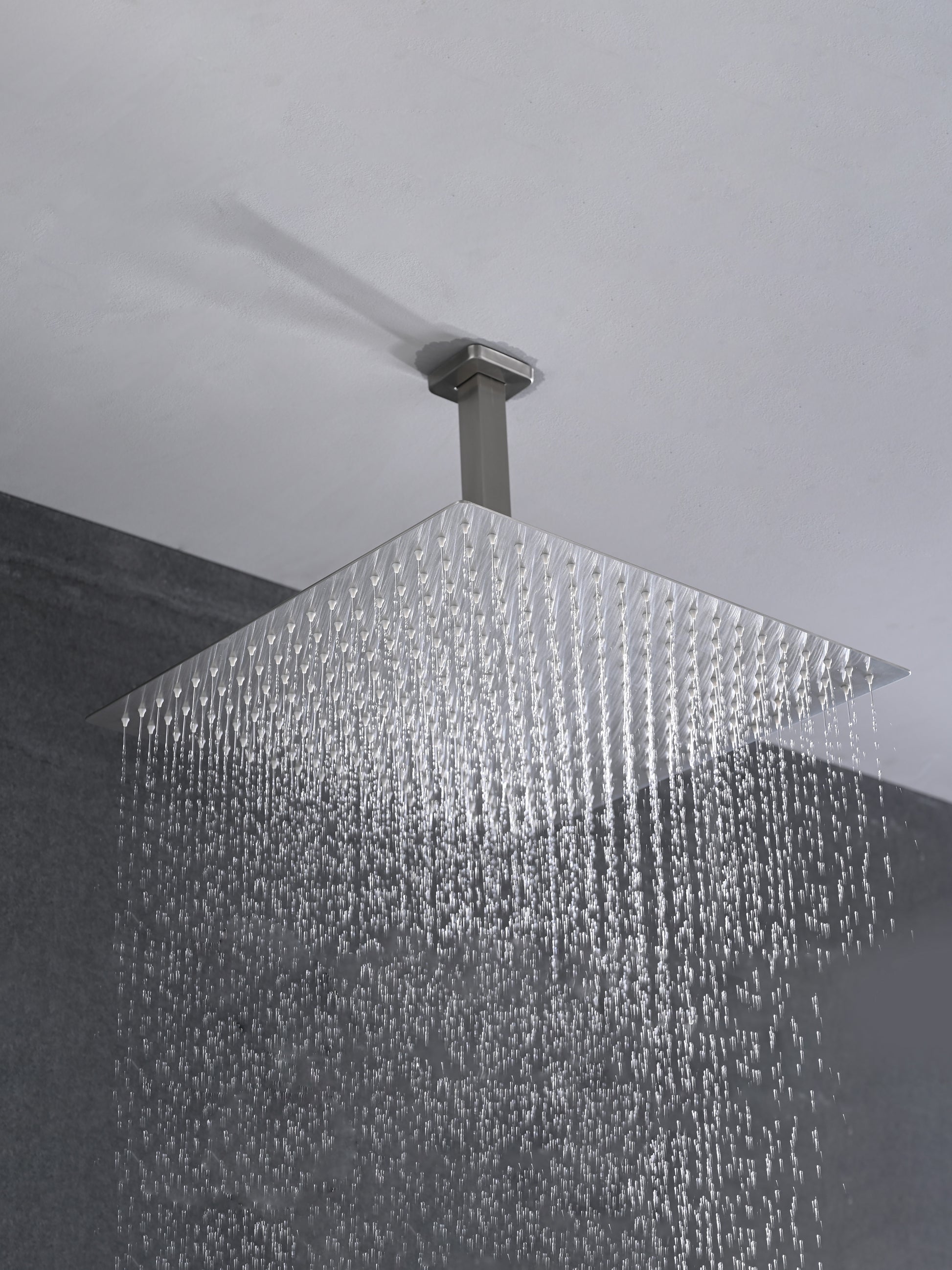 Ceiling Mounted Shower System Combo Set With Handheld And 16"Shower Head Brushed Nickel Stainless Steel