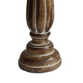 Handmade Wooden Candle Holder With Pillar Base Support, Distressed Brown, Set Of 3 Brown Solid Wood