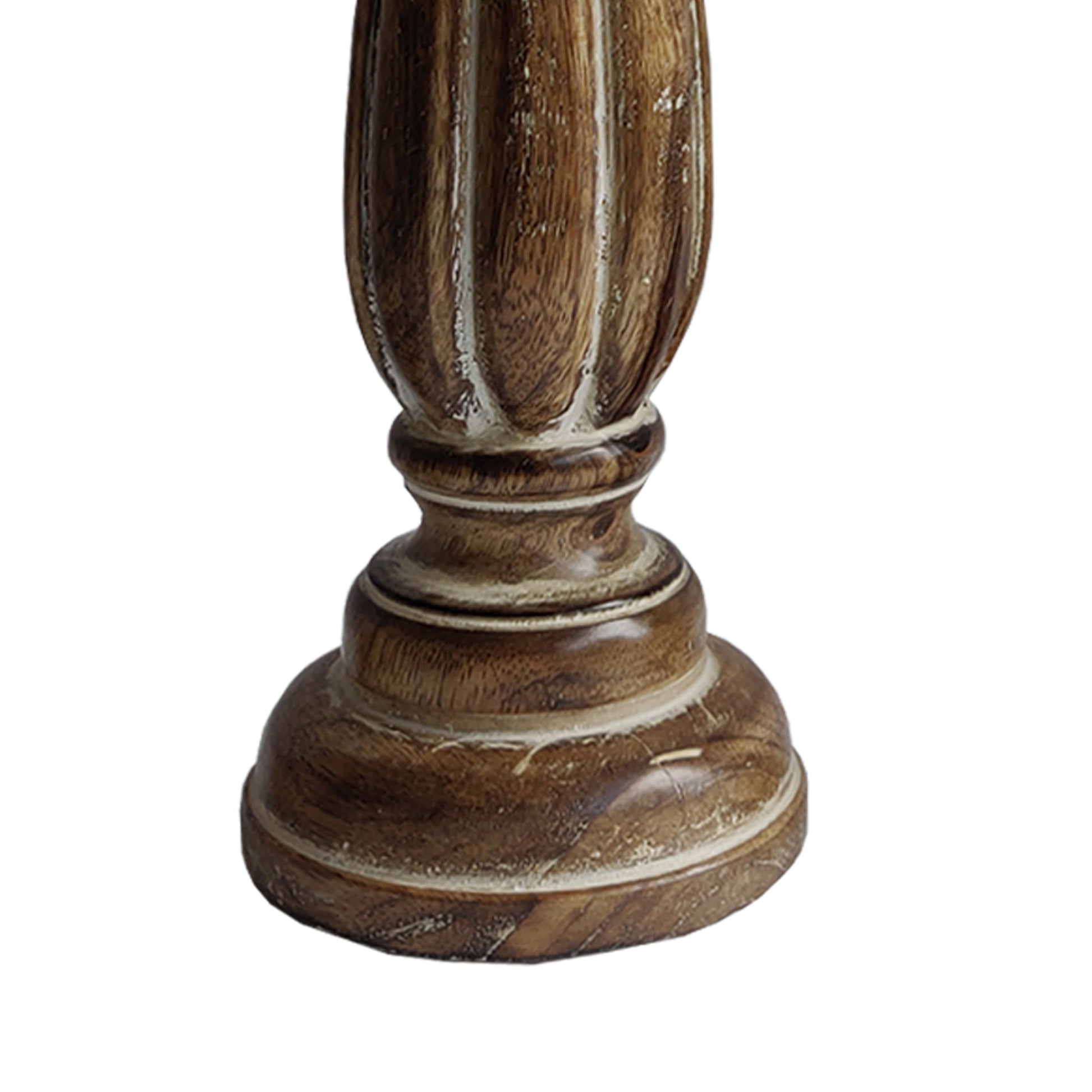 Handmade Wooden Candle Holder With Pillar Base Support, Distressed Brown, Set Of 3 Brown Solid Wood
