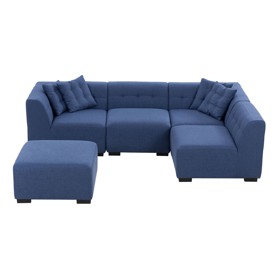 Sectional Sofa With Ottoman Diy Combination Sofa Blue Dark Blue Fabric