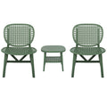 3 Pieces Hollow Design Retro Patio Table Chair Set All Weather Conversation Bistro Set Outdoor Table With Open Shelf And Lounge Chairs With Widened Seat For Balcony Garden Yard Green Green Polypropylene