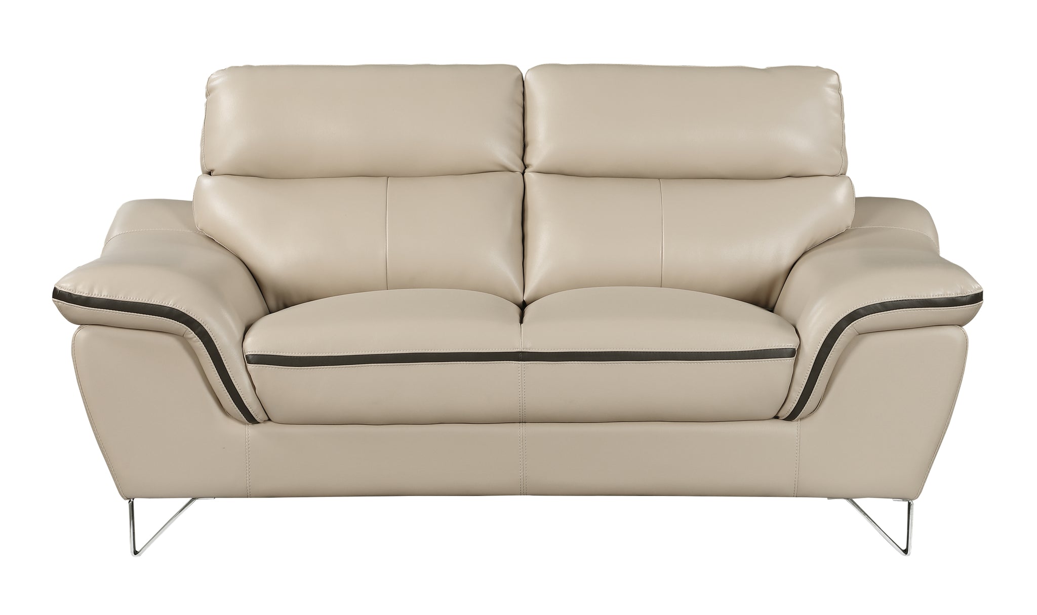 Genuine Leather Loveseat Beige Foam Leather