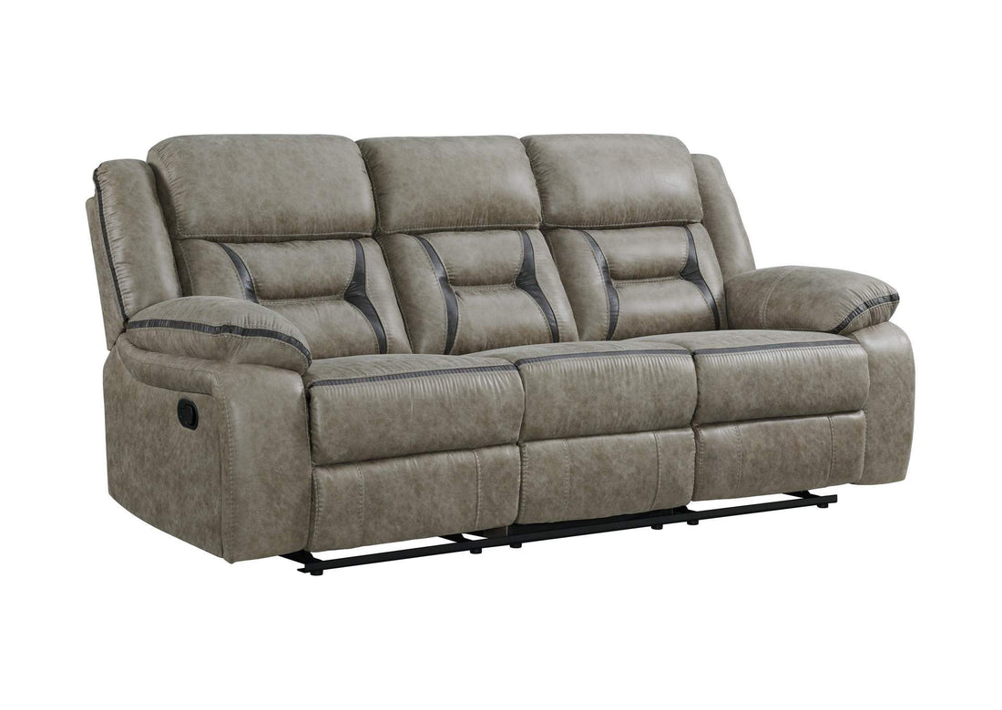 Denali Faux Leather Upholstered Sofa Made With Wood Finished In Gray Gray Faux Leather Metal Primary Living Space Medium Soft Cushion Back Contemporary,Modern Solid Wood Mdf Wood 3 Seat