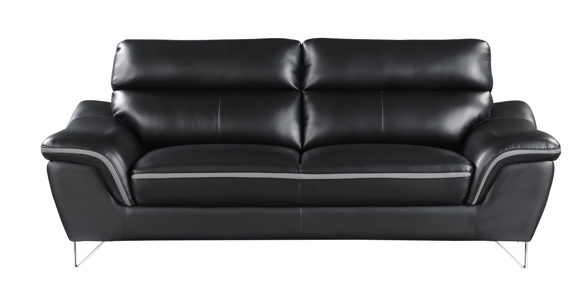 Genuine Leather Sofa Black Foam Leather