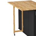 Kitchen Island Cart With 2 Door Cabinet And Three Drawers,43.31 Inch Width With Spice Rack, Towel Rack Black Black Mdf