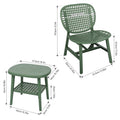 3 Pieces Hollow Design Retro Patio Table Chair Set All Weather Conversation Bistro Set Outdoor Table With Open Shelf And Lounge Chairs With Widened Seat For Balcony Garden Yard Green Green Polypropylene