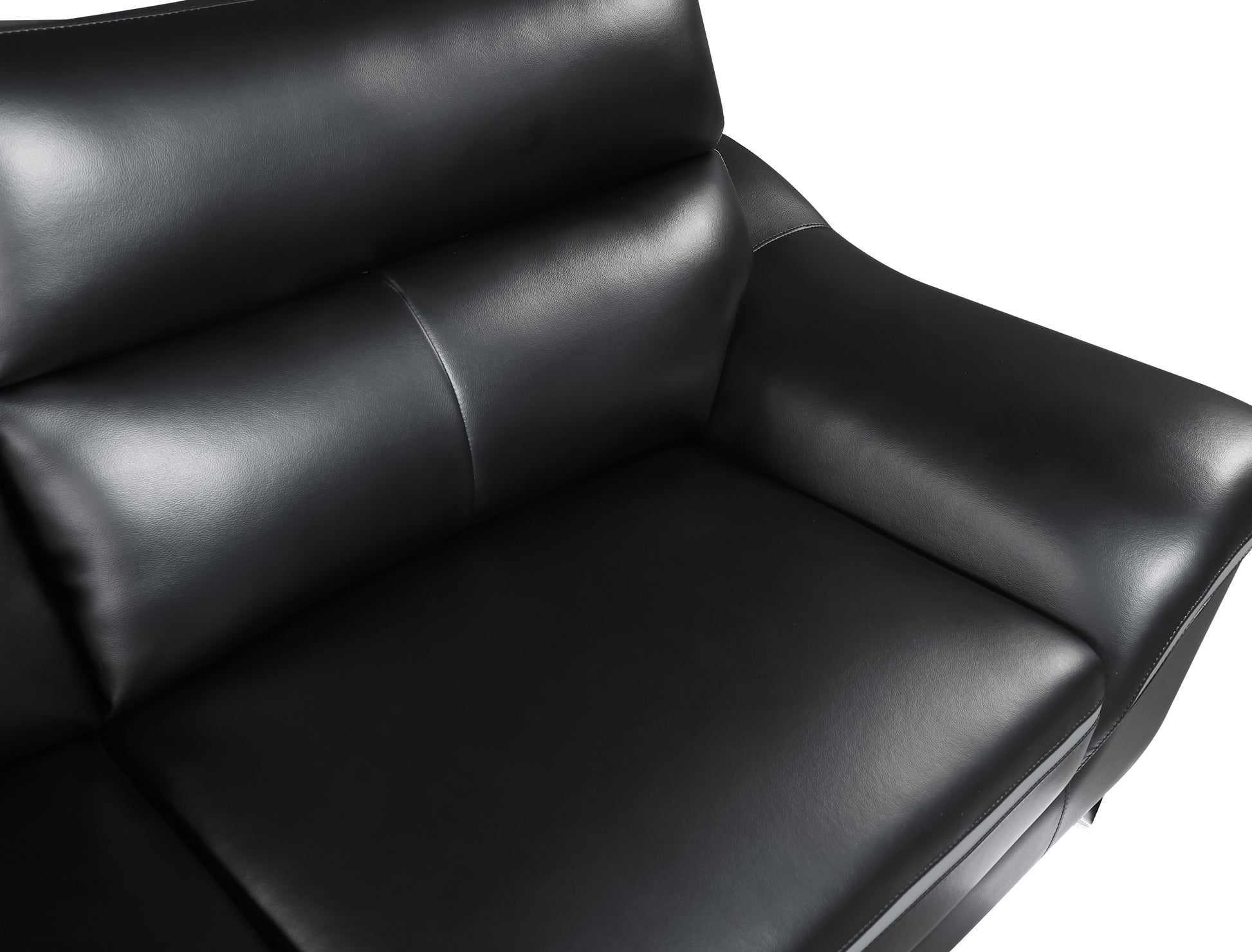 Genuine Leather Sofa Black Foam Leather