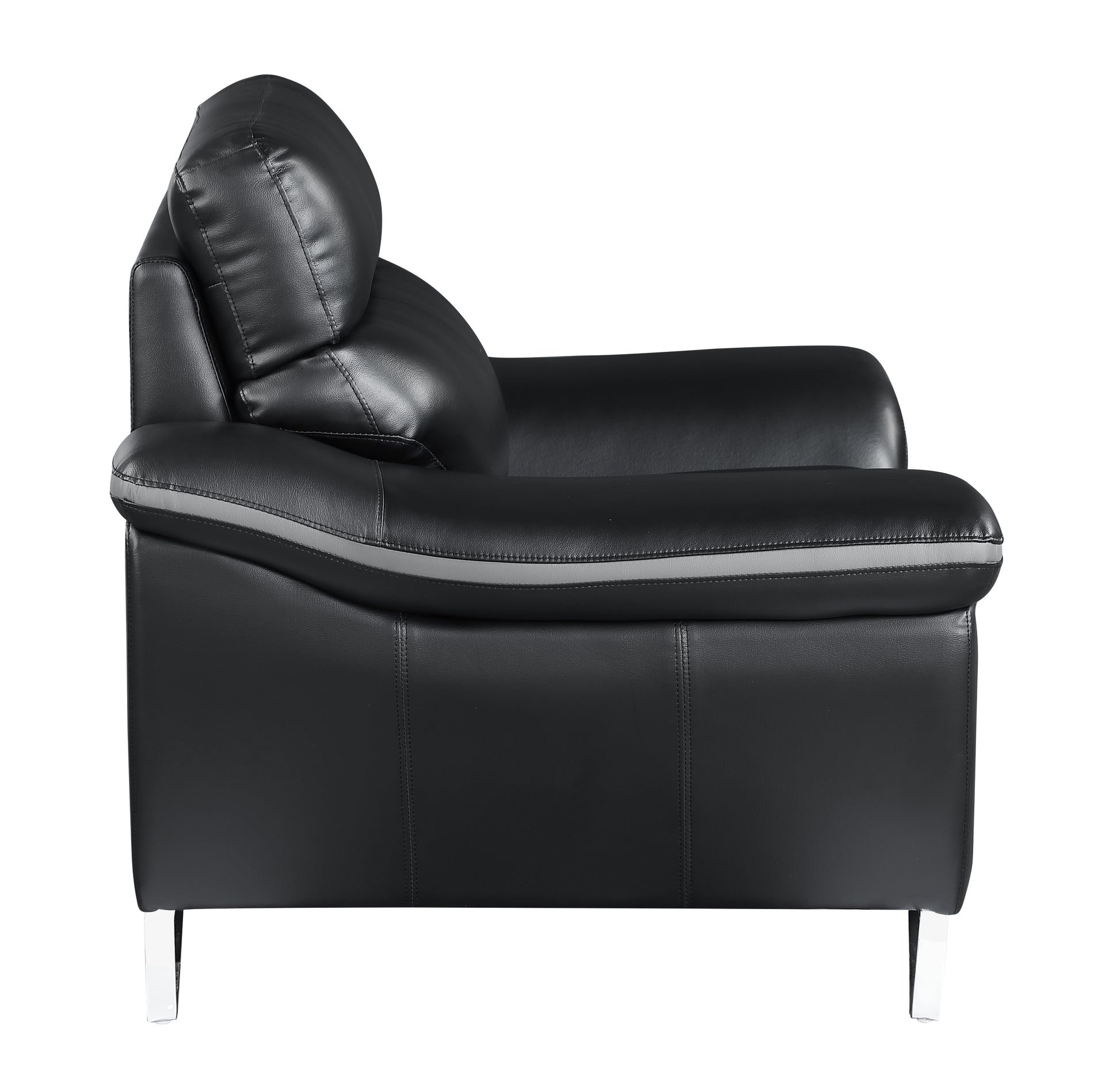 Genuine Leather Sofa Black Foam Leather