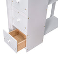 Twin Size Loft Bed With Storage Drawers ,Desk And Stairs, Wooden Loft Bed With Shelves White White Solid Wood