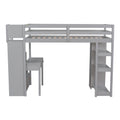 Twin Size Loft Bed With Storage Drawers ,Desk And Stairs, Wooden Loft Bed With Shelves Gray Gray Solid Wood