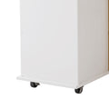 Kitchen Island Cart With 2 Door Cabinet And Three Drawers,43.31 Inch Width With Spice Rack,Towel Rack White White Mdf