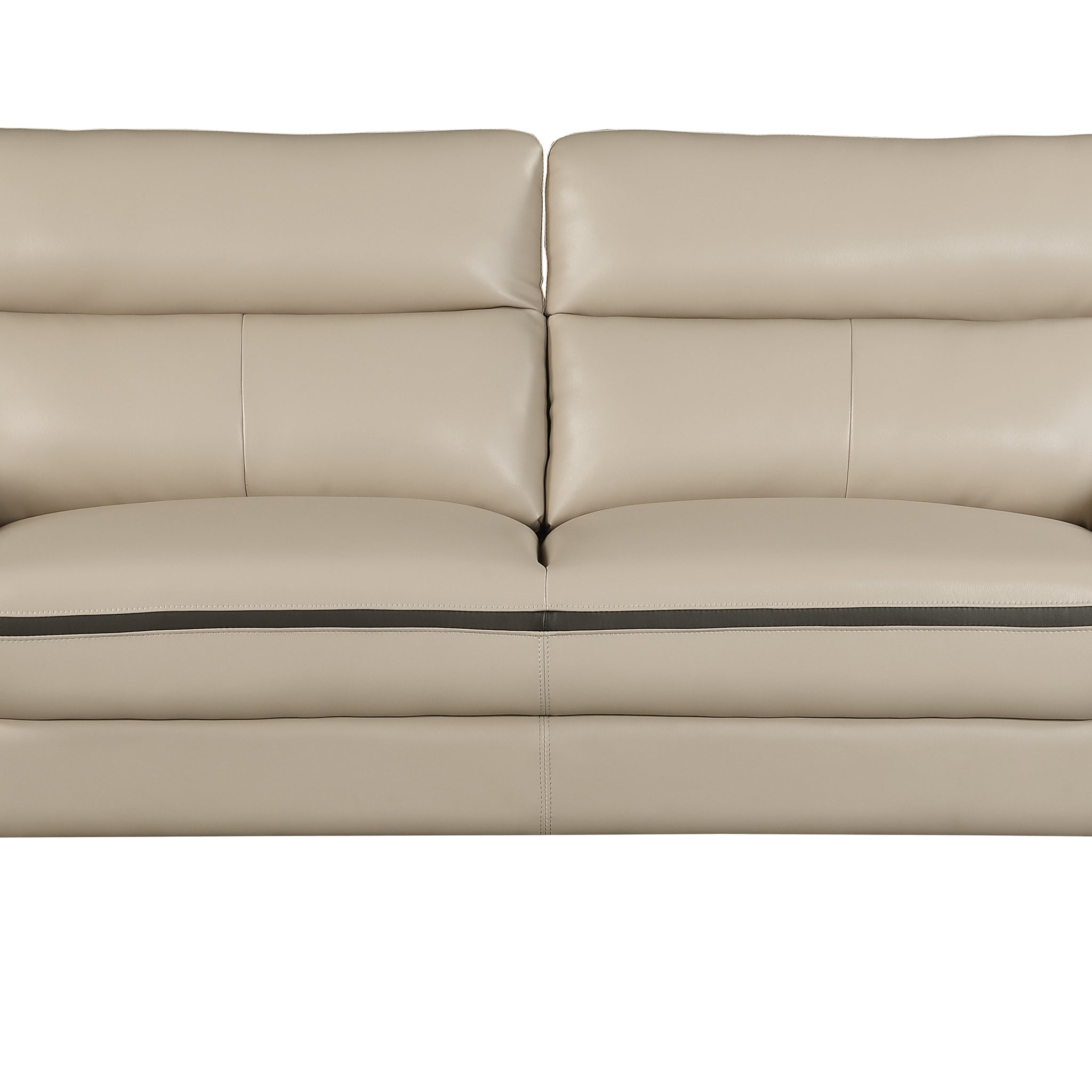 Genuine Leather Sofa Beige Foam Leather