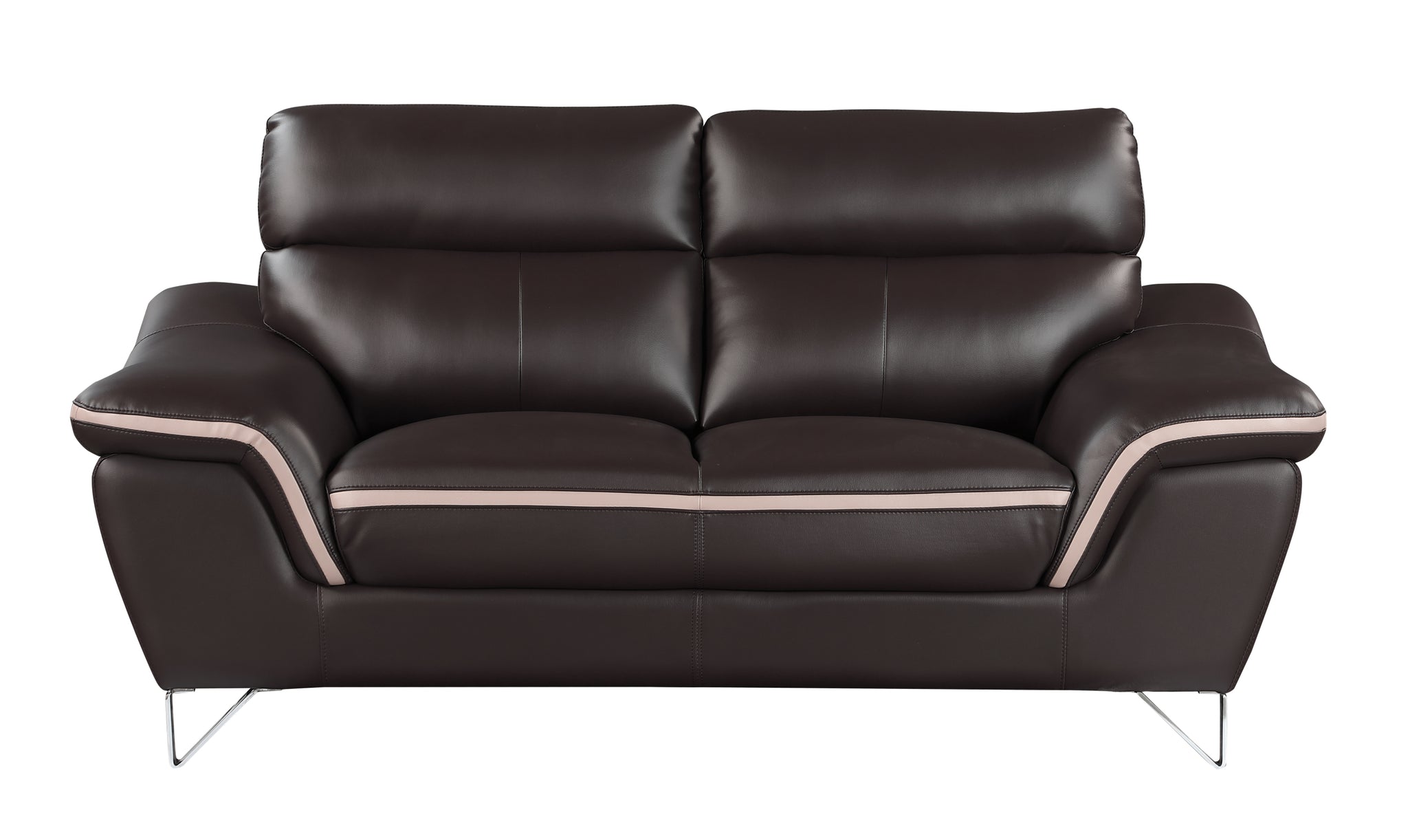 Genuine Leather Loveseat Brown Foam Leather