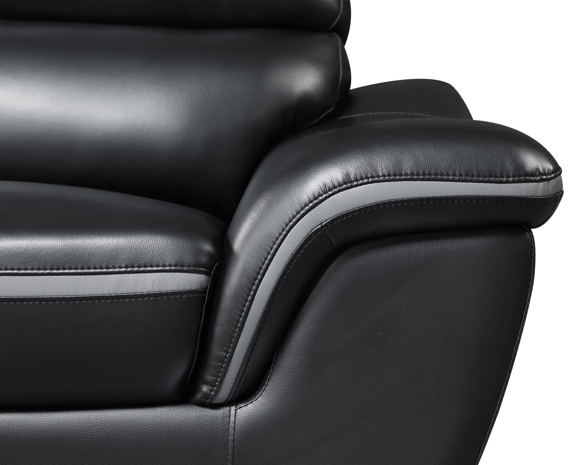 Genuine Leather Sofa Black Foam Leather