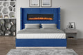 Lizelle Modern Style Upholstery King 5 Piece Includes: King Size Bed, Nightstand, Chest Of Drawers, Dresser, And Mirror Fireplace Bedroom Set Made With Wood In Blue Box Spring Required King Blue Wood 5 Piece Set Bedroom Bed Included,Chest