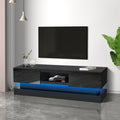 63Inch Black Morden Tv Stand With Led Lights,High Glossy Front Tv Cabinet,Can Be Assembled In Lounge Room, Living Room Or Bedroom,Color:Black Black Primary Living Space 60 Inches 60 69 Inches Classic 65 Inches Foam Particle Board