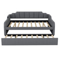 Full Size Upholstery Daybed With Trundle And Usb Charging Design,Trundle Can Be Flat Or Erected,Gray Full Gray Pine