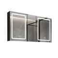 50X30 Inch Led Bathroom Medicine Cabinet Surface Mount Double Door Lighted Medicine Cabinet, Medicine Cabinets For Bathroom With Mirror Defogging, Dimmer Black Black Modern Aluminium