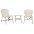 3 Pieces Hollow Design Retro Patio Table Chair Set All Weather Conversation Bistro Set Outdoor Table With Open Shelf And Lounge Chairs With Widened Seat For Balcony Garden Yard White White Polypropylene