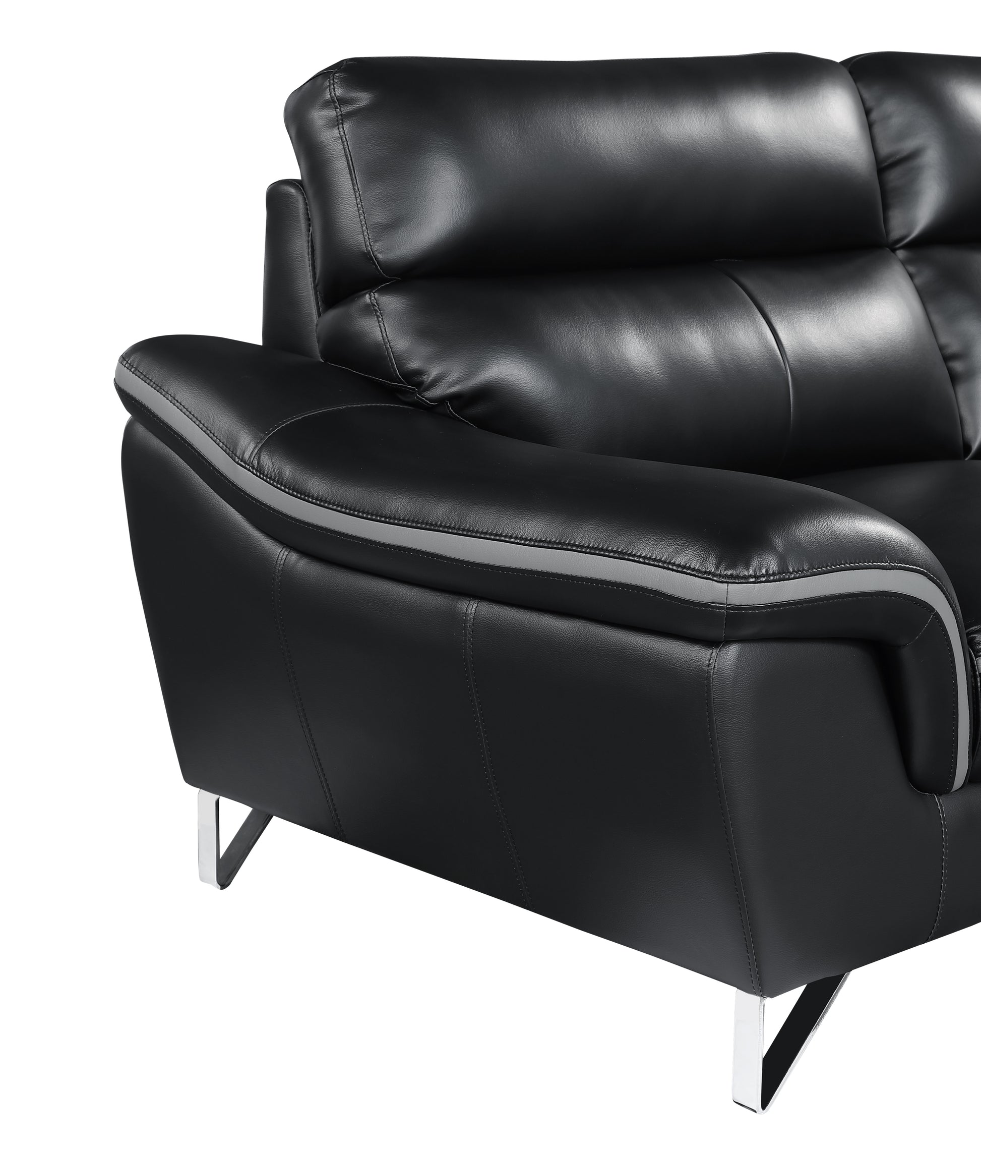 Genuine Leather Sofa Black Foam Leather