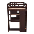 Twin Size Loft Bed With Storage Drawers And Stairs, Wooden Loft Bed With Shelves Espresso Espresso Solid Wood