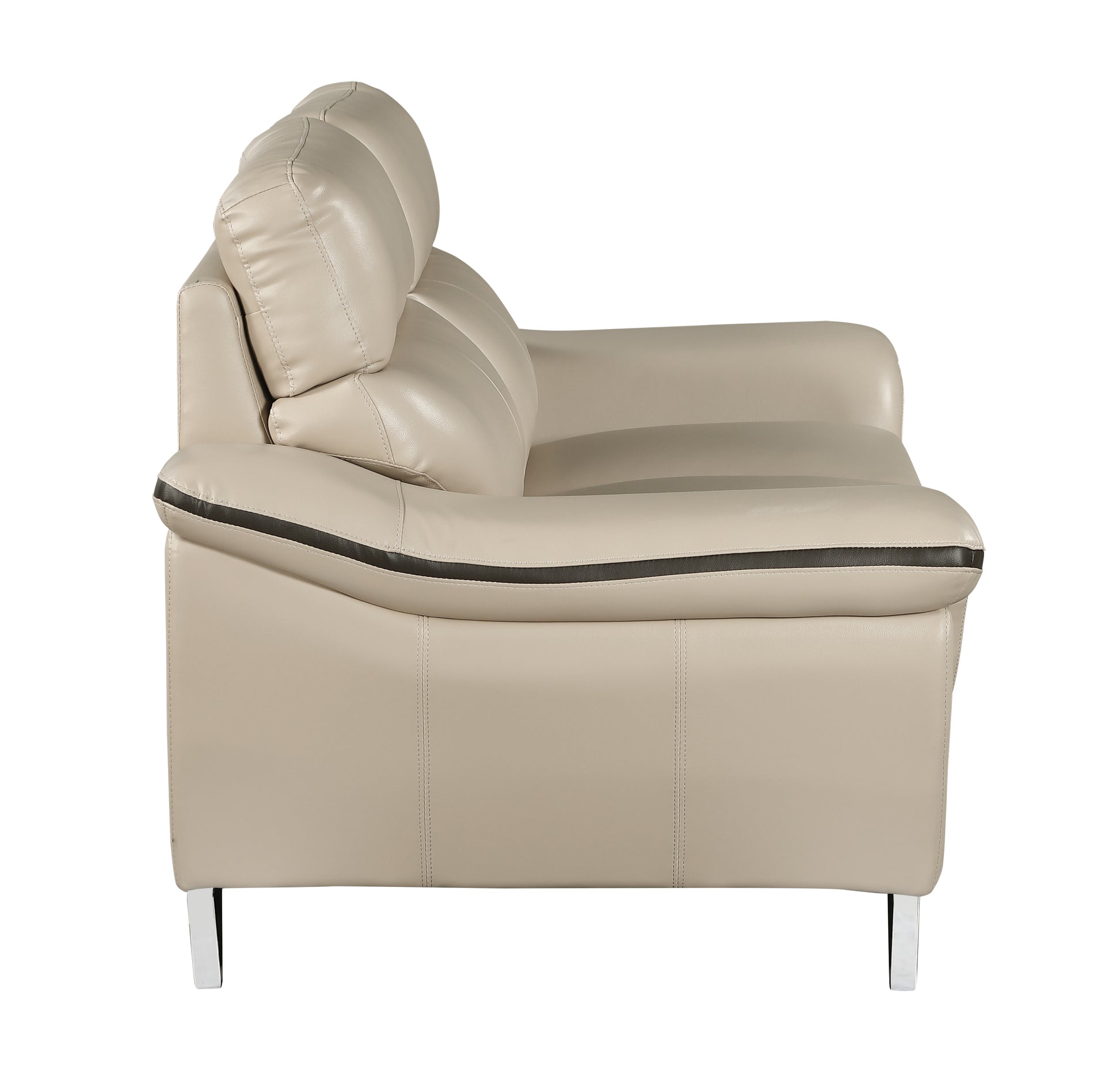 Genuine Leather Loveseat Beige Foam Leather