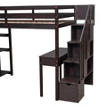 Twin Size Loft Bed With Storage Drawers ,Desk And Stairs, Wooden Loft Bed With Shelves Espresso Espresso Solid Wood