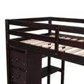 Twin Size Loft Bed With Storage Drawers ,Desk And Stairs, Wooden Loft Bed With Shelves Espresso Espresso Solid Wood