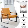 Pu Leather Accent Arm Chair Mid Century Upholstered Armchair With Metal Frame Extra Thick Padded Backrest And Seat Cushion Sofa Chairs For Living Room Orange Pu Leather Metal Frame Foam Sf 008 Orange Foam Pu