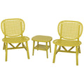 3 Pieces Hollow Design Patio Table Chair Set All Weather Conversation Bistro Set Outdoor Coffee Table With Open Shelf And Lounge Chairs With Widened Seat For Balcony Garden Yard Yellow Yellow Polypropylene