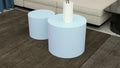 Nesting Table Set Of 2 Mdf Side Table Round Shape Blue Blue Mdf