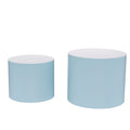 Nesting Table Set Of 2 Mdf Side Table Round Shape Blue Blue Mdf