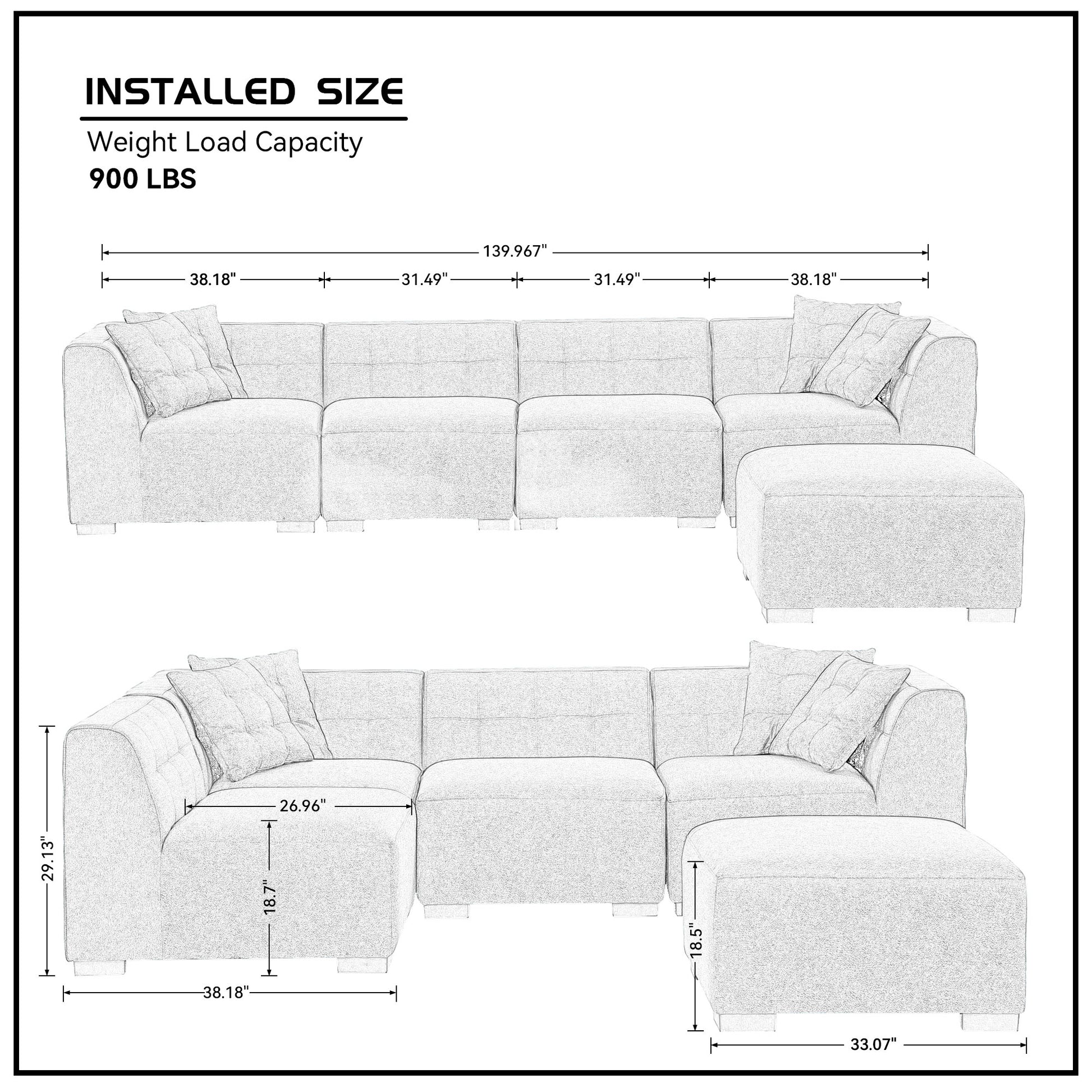 Sectional Sofa With Ottoman Diy Combination Sofa Blue Dark Blue Fabric