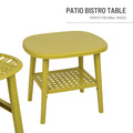 3 Pieces Hollow Design Patio Table Chair Set All Weather Conversation Bistro Set Outdoor Coffee Table With Open Shelf And Lounge Chairs With Widened Seat For Balcony Garden Yard Yellow Yellow Polypropylene