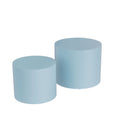 Nesting Table Set Of 2 Mdf Side Table Round Shape Blue Blue Mdf