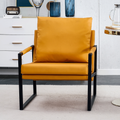 Pu Leather Armchair, Medieval Metal Frame Cushion Backrest Living Room Sofa Chair Orange Pu Leather Metal Frame Foam 2 Pieces Sf 008 Orange Foam Pu