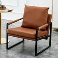 Pu Leather Armchair Metal Frame Cushion Armchair, Cushion Backrest, Living Room Sofa 1 Double Sofa 2 Single Sofa Brown Pu Leather Metal Frame Foam Sf 008 Brown Foam Pu 4 Seat