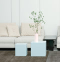 Nesting Table Set Of 2 Mdf Side Table Blue Light Blue Mdf