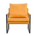 Pu Leather Accent Arm Chair Mid Century Upholstered Armchair With Metal Frame Extra Thick Padded Backrest And Seat Cushion Sofa Chairs For Living Room Orange Pu Leather Metal Frame Foam Sf 008 Orange Foam Pu