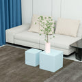 Nesting Table Set Of 2 Mdf Side Table Blue Light Blue Mdf