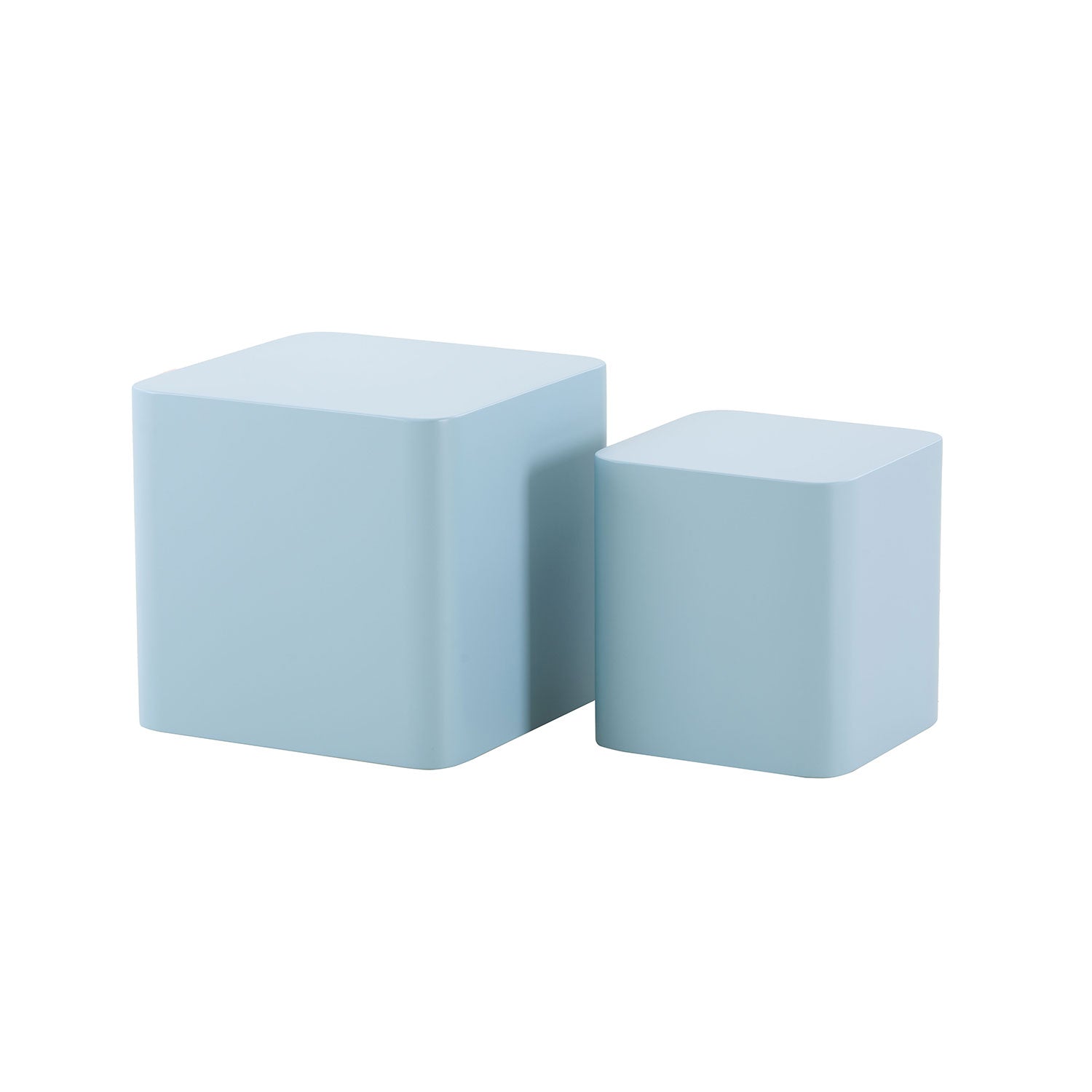 Nesting Table Set Of 2 Mdf Side Table Blue Light Blue Mdf