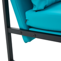 Pu Leather Accent Arm Chair Mid Century Modern Upholstered Armchair With Metal Frame Extra Thick Padded Backrest And Seat Cushion Sofa Chairs For Living Room Cyan Pu Leather Metal Foam Sf 008 Cyan Foam Pu